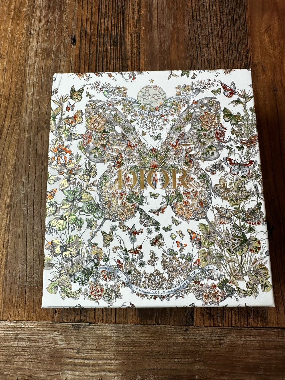 Dior Botanical Butterfly Stationery Box in White, Gold, Green, Brown